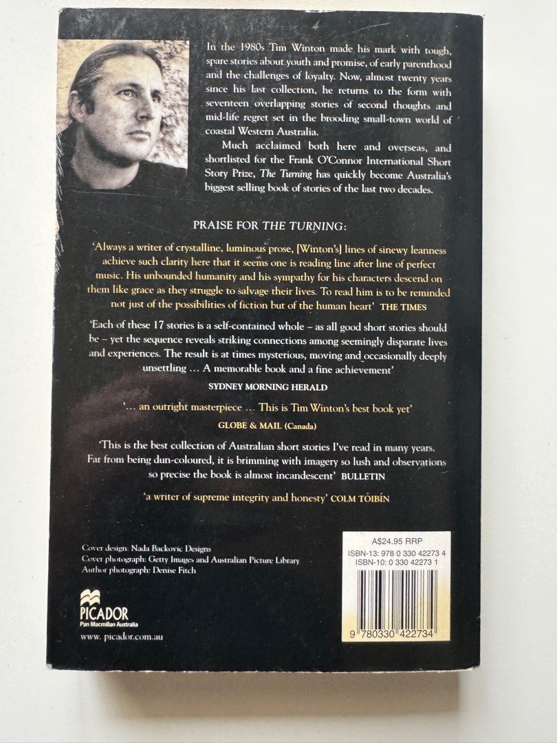 The Turning by Tim Winton (Category: Storybooks) located in Quezon City. Submitted by roripreloved (Listing ID 1392527683, Image 2). Description: The author of Dirt Music and The Riderscaptures the urgency of memory and the way an entire life can be shaped by one event from the past in this capsule of connected stories set on the coast of Western Australia. Tim Winton’s stunning collection of connected stories is about turnings of all kinds—chang