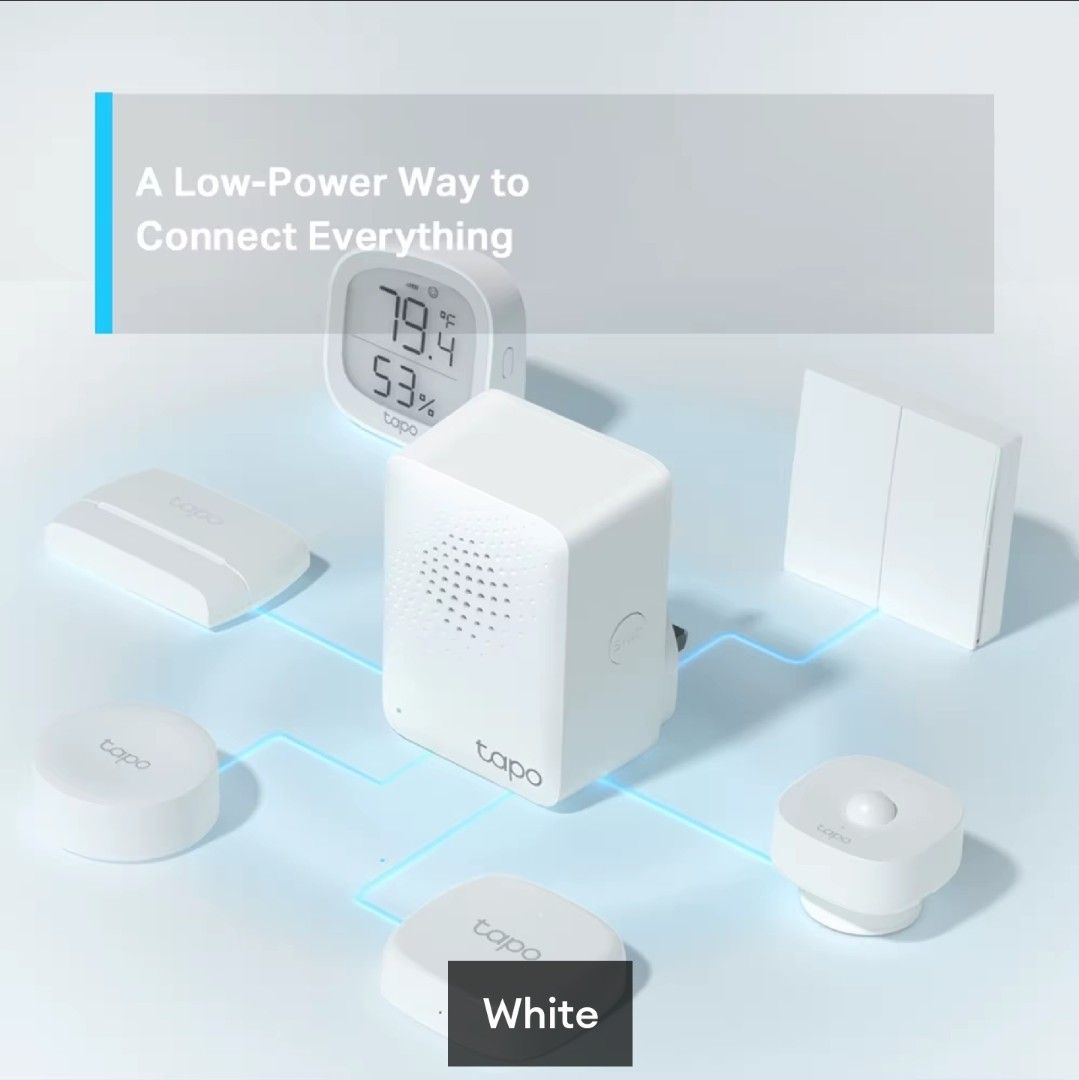 TP-Link Tapo H100 Smart Hub with Chime (Category: Media Streamers & Hubs) located in Makati City. Submitted by smith_1 (Listing ID 1392545748, Image 3). Description: Highlights .NETWORK .Protocol: 868 / 922 MHz .Wireless Type: 2.4GHz Wi-Fi :Operating Temperature: 0-40°C Dimensions( H X W X D ): 72 x 62.5 x 51 mm (2.8 x 2.5 x 2 inch) • Material: UL94-V0 Flame Ratardant .Buttons: SYNC/Mute Button •Power Requirements: AC, 100-240V, 50/60Hz .What's i