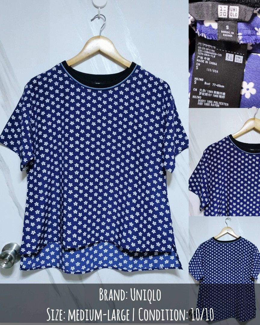 Uniqlo Floral Blue Top (Category: Blouses) located in Manila. Submitted by kctee88 (Listing ID 1392493734, Image 1). Description: .