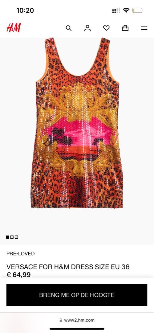 VERSACE ORANGE SEQUIN DRESS (Category: Dresses) located in Davao. Submitted by declutterstuff01 (Listing ID 1392503022, Image 1). Description: VERSACE x H&M dead stock orange sequin dress never used; like new selling low need funds for travel pm for more photos .