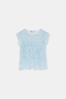 Zara 淺藍色 亮片 背心 sequin vest64203802729601110