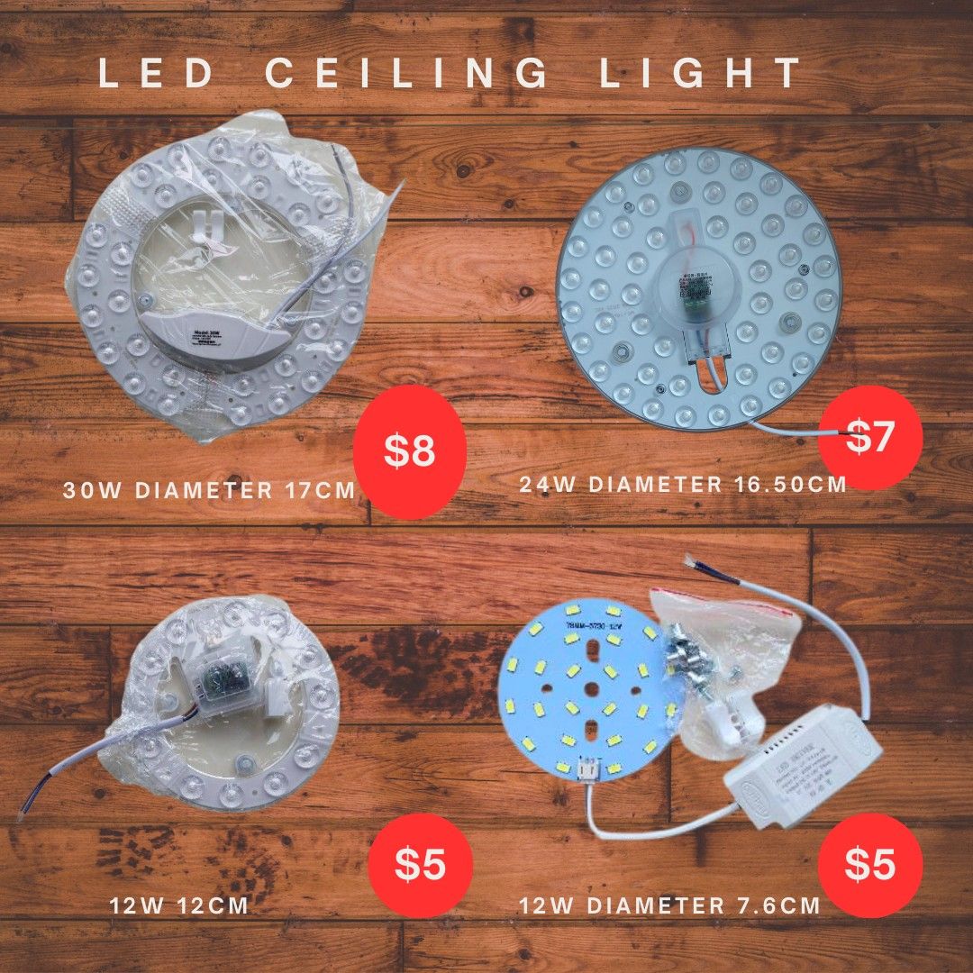 ALL IN ONE LED Ceiling Light set (Category: Lighting) located in Singapore. Submitted by leng8021 (Listing ID 1010198657, Image 1). Description: No. Of LED sold in 2017:- 190pcs, 2018:- 132pcs, 2019:- 96pcs Brand new power, diameter size, price, stock ava. ▶️12w, outer 7.6cm, $5, ⚖ 6 ▶️30w, outer 17cm, $8, ⚖ 7 ▶️24w, outer 16.5cm, $7, ⚖ 8 ▶️12w, outer 12cm, $5, ⚖ 8 comes with magnetic screws n driver box that are built in as shown in pic 1 Colour