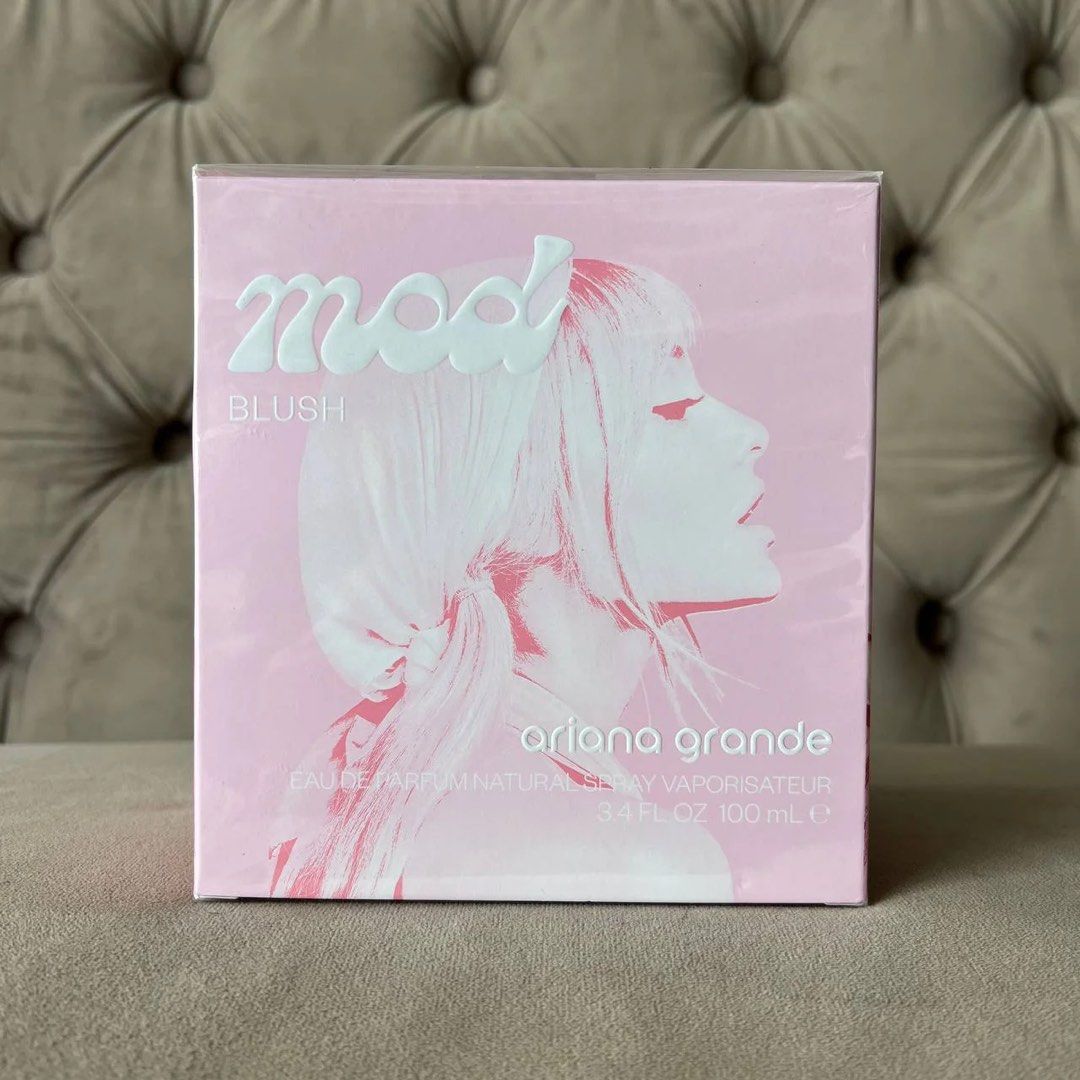 ARIANA GRANDE MOD BLUSH | 100ML - SEALED (Category: Fragrance & Deodorants) located in Batangas. Submitted by regalspritzph (Listing ID 1392857626, Image 1). Description: Mod Blush by Ariana Grande is a fragrance for women. This is a new fragrance. Mod Blush was launched in 2022. The nose behind this fragrance is Frank Voelkl. Top notes are Raspberry, Passionfruit, Pink Pepper and Bergamot; middle notes are Rose, Pear and Magnolia; base notes are