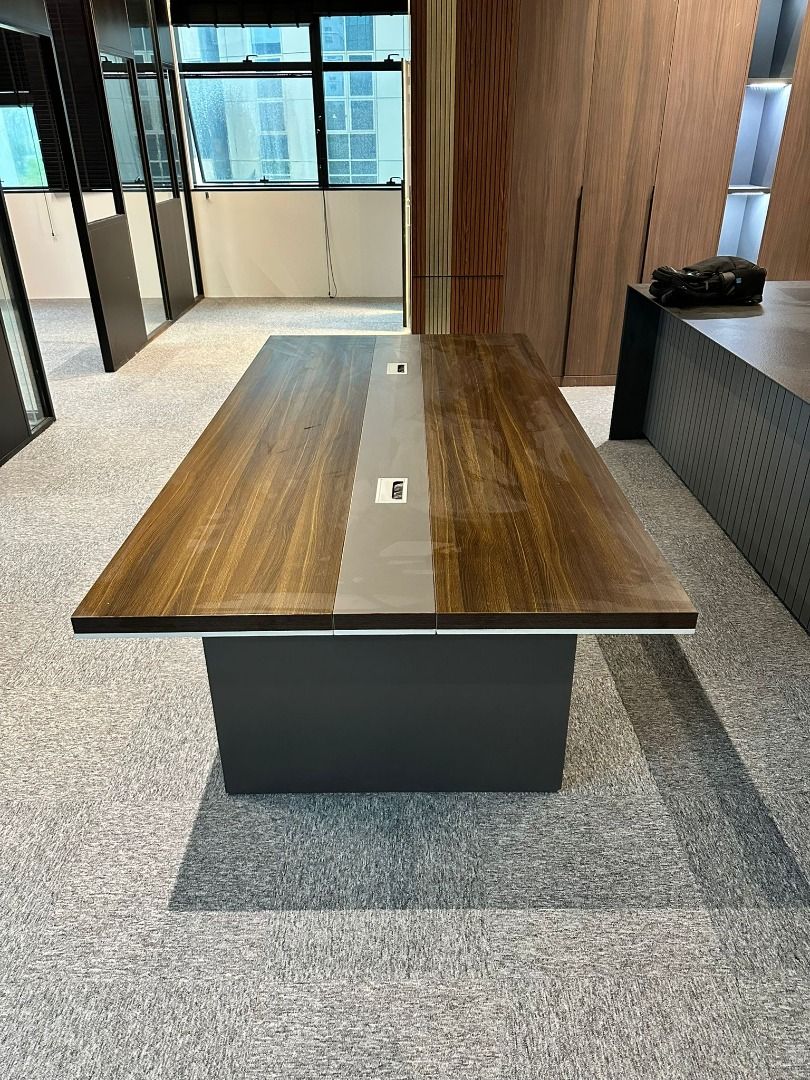 Large Wooden Conference Table with Power Outlets, Furniture & Home ...