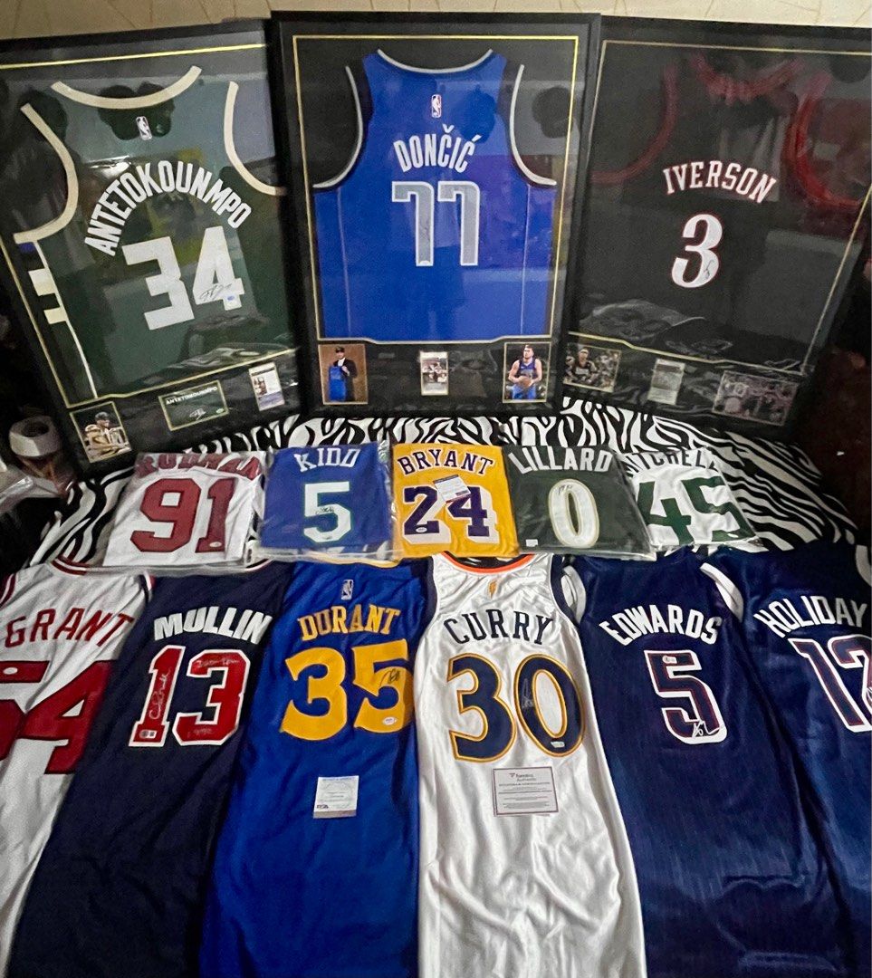 NBA SIGNED JERSEY COLLECTION (Category: Activewear) located in Malabon City. Submitted by nbacardscollection (Listing ID 1392704997, Image 1). Description: Invest Now ‼️ NBA Signed Jersey Collection Kobe Bryant Stephen Curry Kevin Durant Luka Doncic Giannis Antetokounmpo Allen Iverson Anthony Edwards Jrue Holiday Jason Kidd Chris Mullin Horace Grant Donovan Mitchell Damian Lillard Dennis Rodman Location: Malabon Contact #: 09309064610 Pm for more