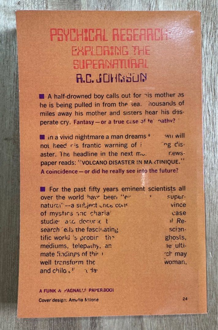Psychical Research: Exploring the Supernatural- RC Johnson (Category: Storybooks) located in San Pedro. Submitted by pageturner19 (Listing ID 1392772964, Image 2). Description: Reprinted cover With foxing and tanned pages.