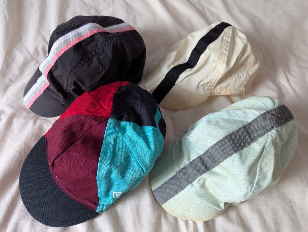 Rapha Caps (Category: Cap & Hats) located in Kuala Lumpur. Submitted by raeburnchua (Listing ID 1392804033, Image 2). Description: Size S/M Mostly unused, brown stains from long storage (can be washed off) Black - sold CX - sold Beige - available Turquoise - available Priced for quick sale.