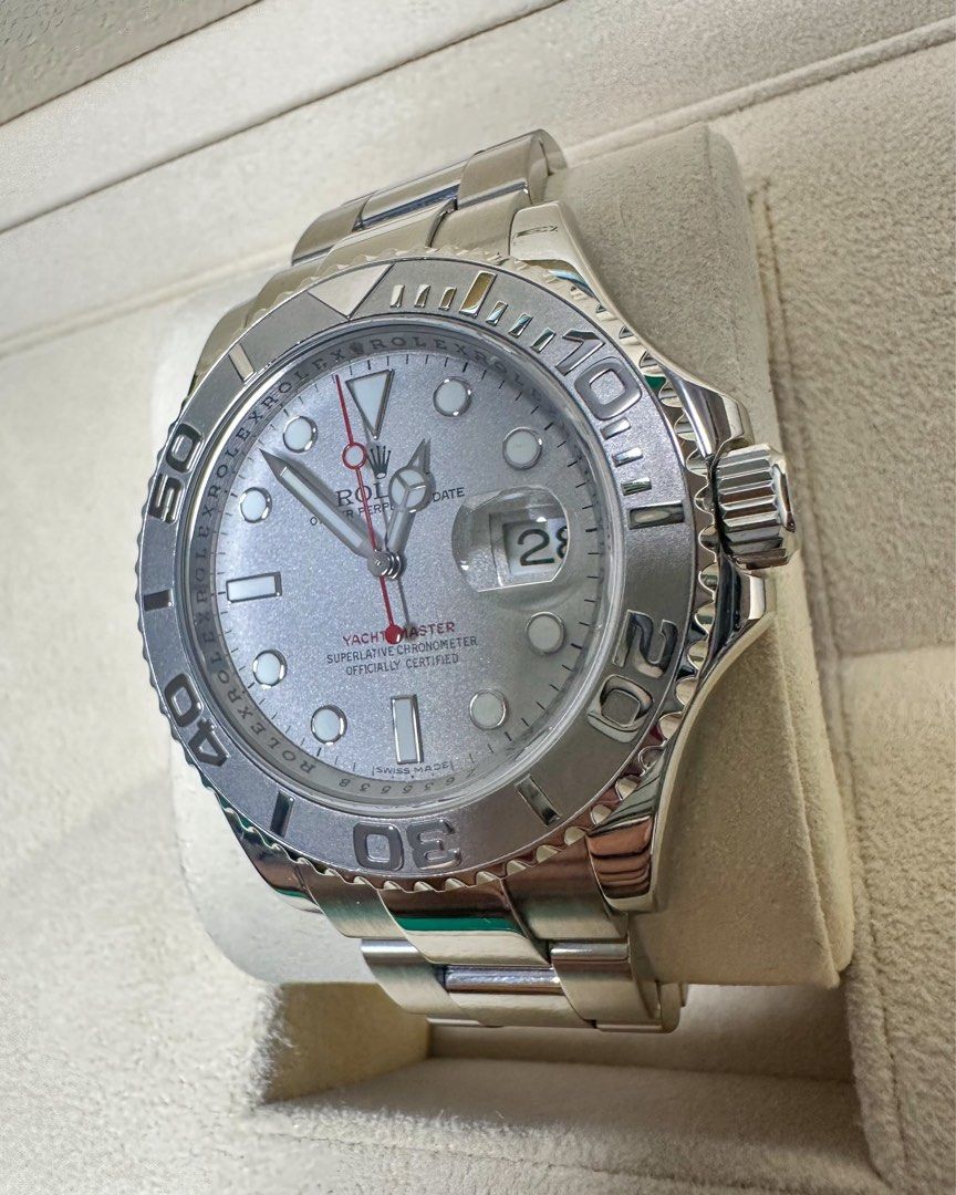 ROLEX Yacht Master (Category: Luxury Watches) located in Cainta. Submitted by rho77 (Listing ID 1392832278, Image 2). Description: ROLEX Yacht master 40mm 16622 Platinum bezel Year model 2011 with ROLEX engraved inner rehaut comes with Rolex box and purchase receipt Excellent condition RFS: consolidating funds to buy LC.