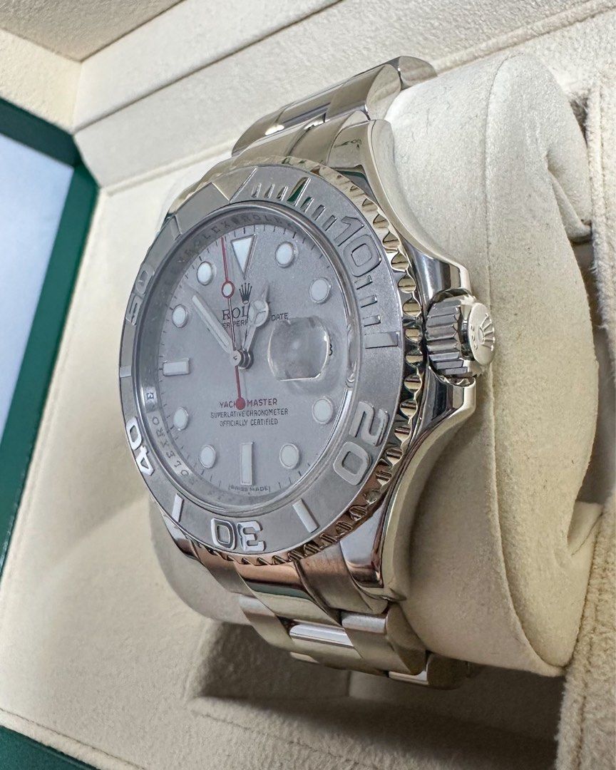 ROLEX Yacht Master (Category: Luxury Watches) located in Cainta. Submitted by rho77 (Listing ID 1392832278, Image 3). Description: ROLEX Yacht master 40mm 16622 Platinum bezel Year model 2011 with ROLEX engraved inner rehaut comes with Rolex box and purchase receipt Excellent condition RFS: consolidating funds to buy LC.