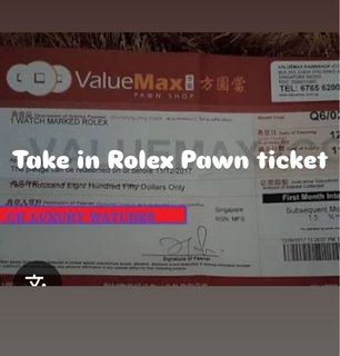 Pawn ticket rolex For Sale Watches Carousell Singapore