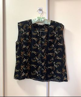 黑色碎花薄紗馬甲64196493342851110