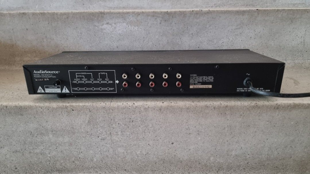 Audio Source Equaliser Model 8 (Category: Soundbars, Speakers & Amplifiers) located in Kuala Lumpur. Submitted by everythingmustgo138 (Listing ID 1392904970, Image 2). Description: Used AudioSource EQ Eight/Series II 10 Band Equalizer in fair condition. This versatile unit offers 10 bands of equalization per channel, allowing precise sound shaping across the frequency spectrum. Designed for home audio systems, it supports both RCA input/output co