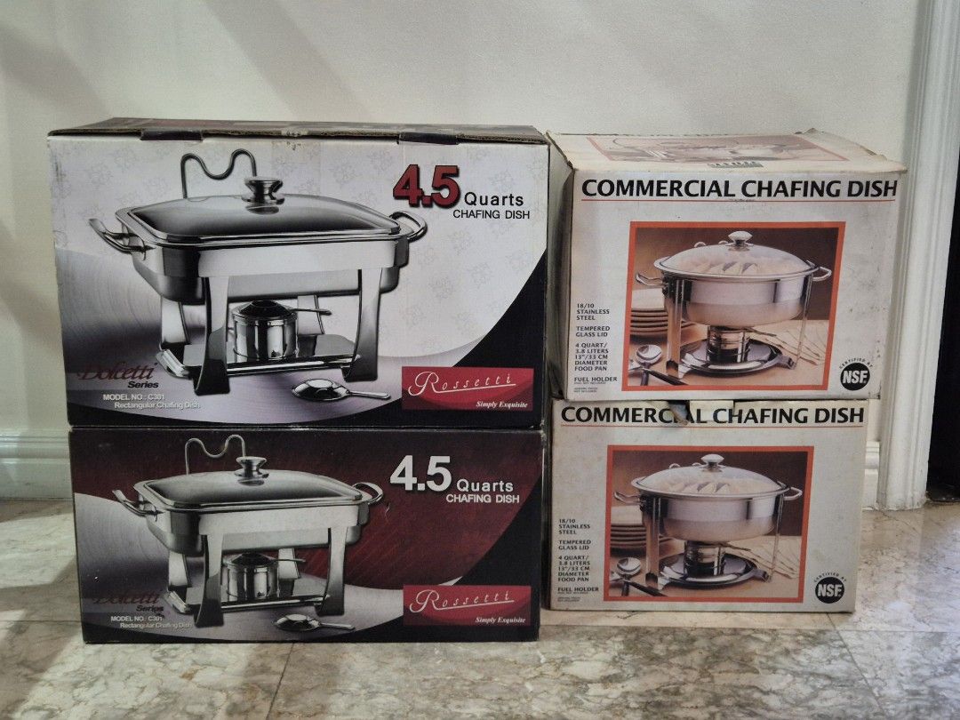 Chafing Dish Stainless Steel (Category: Other Kitchen Appliances) located in Mandaluyong City. Submitted by mygoodfindsph (Listing ID 1392918696, Image 2). Description: 4.5 Liters - 2k 3.8 Liters - 1.5k TAKE ALL: 7K description: stainless steel reason for selling: not in use just stored.