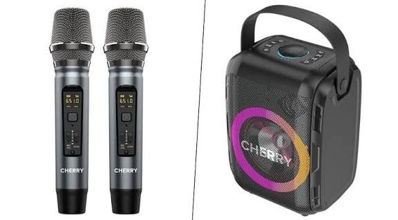 Cherry Wireless Karaoke Rhythm (Amplifier, Speaker, TWS) (Category: Soundbars, Speakers & Amplifiers) located in Quezon City. Submitted by jepoi.ph (Listing ID 1392922326, Image 2). Description: Features: ≥68dB Ideal for outdoor parties - 2 type C USB Microphone - TWS Function - Bluetooth connection - Power Amplifier - Wireless Speaker with 4000mAh battery capacity - LED Lights - 4 playing mode: BT/USB/SD Card/AUX in Specifications: Bluetooth ver