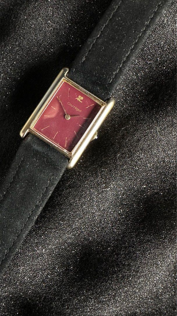 Courreges Tank Maroon (Category: Women's Watches) located in Manila. Submitted by olxph_400275733 (Listing ID 1393052539, Image 2). Description: 22mm width, in unusual maroon. .