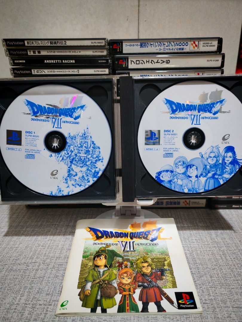 DRAGON QUEST VII PS1 JAPAN (Category: PlayStation) located in Santa Rosa. Submitted by tristanmunoz (Listing ID 1393026659, Image 3). Description: FOR SALE!!! Php 600 DRAGON QUEST 7 PS1 JAPAN ENIX NTSC-J 2 DISC CIB 100% Authentic Tested working condition RARE, COLLECTIBLE Can do video calls Warranty: 24 hours testing warranty, will do change/return if item are proven damaged (will be void if defect is caused by accident, misuse, negligence, inclu