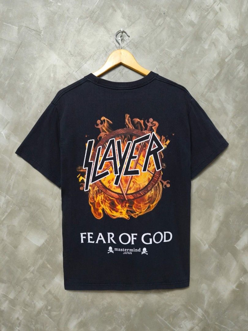 FEAR OF GOD x MASTERMIND Tee (Category: Tshirts & Polo Shirts ) located in Quezon City. Submitted by Vec.B (Listing ID 1393060165, Image 2). Description: MINE:💰 1600 + sf 💰 can give more details & pictures of the item just DM me 😊 💥 VGUC (Hairline Cracks) | CR 9/10 📏 Cut Wash Tags (W19.5 x L27.5) 📍SLAYER x Mastermind Japan Band Tee (Black)(For self Authentication).
