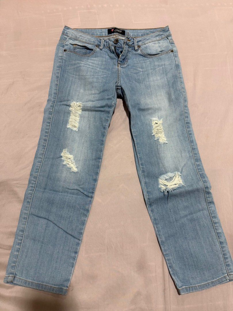 Guess Ripped Jeans Low Rise (Category: Jeans) located in Pasig City. Submitted by danielcf (Listing ID 1392968488, Image 1). Description: Preloved. Original. Negotiable. Shipping from Binan, Laguna..