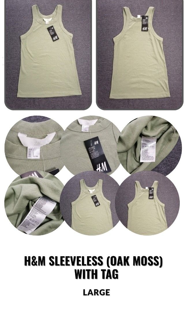 H&M Sleeveless (Oak Moss) Large, With Tag (Category: Sleeveless) located in Tarlac. Submitted by wildglow (Listing ID 1392930190, Image 1). Description: H&M Sleeveless (Oak Moss) Large, With Tag 🧹✨ Decluttering mode ON! ✨🧹 Letting go of my barely used (some even brand new!) pants, shorts, overalls & blouses 👖👗. Some still with tags, some without—pero all good finds! 💕 📸 Check the pics — DM if may nagustuhan, Some reserved na, so bilis-bilis