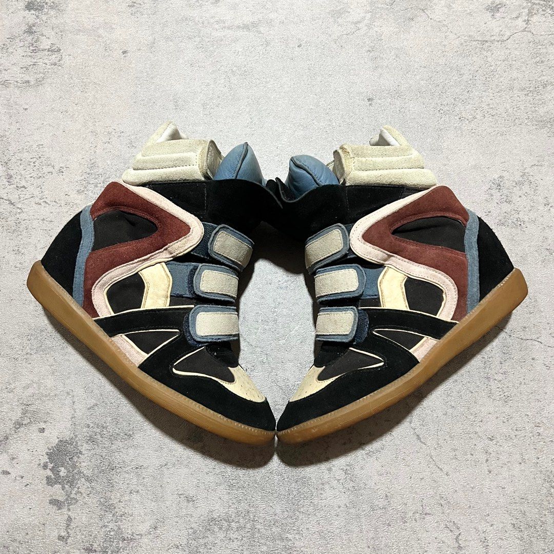 Isabel Marant Bekett Wedge Sneakers (Category: Wedges) located in Davao. Submitted by 643469_ (Listing ID 1393056792, Image 2). Description: in this rare multicolor combo are straight from the 2010s fashion hall of fame. with soft suede panels in cream, blue, burgundy, and black, plus layered velcro straps and those classic gum soles, they’re a bold throwback that still hits. hidden wedge gives you that signature Marant lift. as the Y2K and early