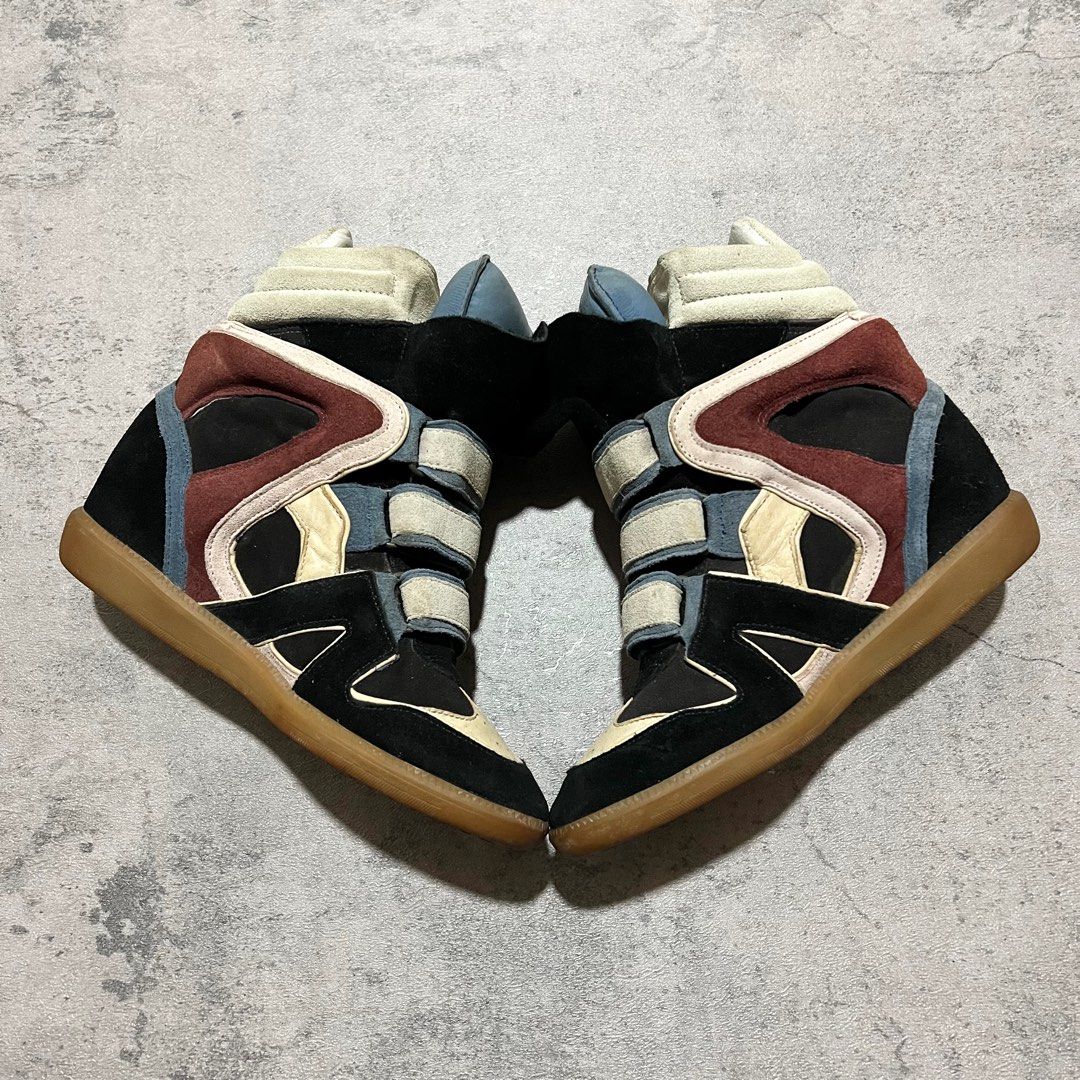 Isabel Marant Bekett Wedge Sneakers (Category: Wedges) located in Davao. Submitted by 643469_ (Listing ID 1393056792, Image 3). Description: in this rare multicolor combo are straight from the 2010s fashion hall of fame. with soft suede panels in cream, blue, burgundy, and black, plus layered velcro straps and those classic gum soles, they’re a bold throwback that still hits. hidden wedge gives you that signature Marant lift. as the Y2K and early
