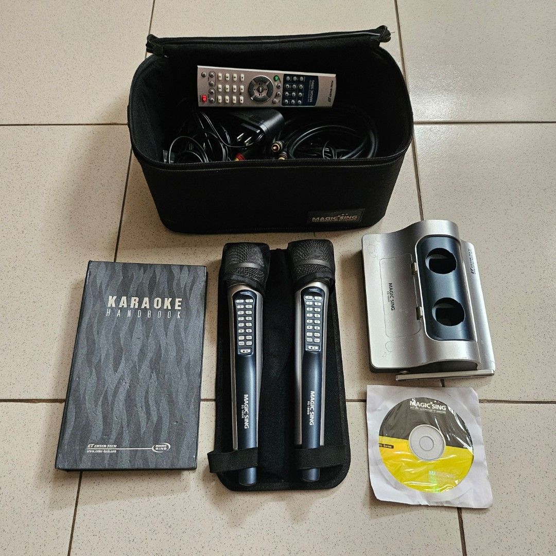 Magic Sing EG-18000 Karaoke complete set microphone bag wires CD stand ...