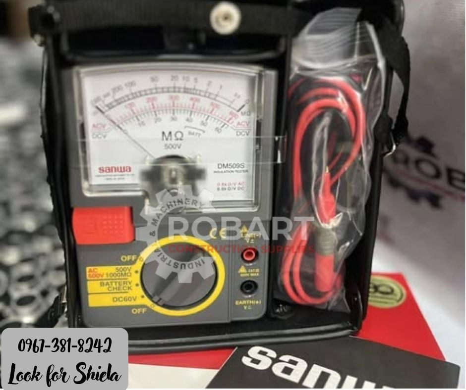 Megger Insulation Tester (Category: Construction Tools & Equipment) located in Manila. Submitted by robartshie24394 (Listing ID 1392969211, Image 1). Description: Megger Insulation Tester Brand: Sanwa Specs: 500V Model: DM509S 𝑹𝑶𝑩𝑨𝑹𝑻 𝑪𝑶𝑵𝑺𝑻𝑹𝑼𝑪𝑻𝑰𝑶𝑵 𝑺𝑼𝑷𝑷𝑳𝑰𝑬𝑺 Office Address: 1405 Yuseco St. Sta Cruz Manila SEND US MESSAGE FOR INQUIRIES ‼️ ‼️ Call: 09673818242 / 09662708845 Vibr - (09673818242) Landline: (𝟩𝟩𝟦𝟨-𝟨𝟤𝟦𝟪) /