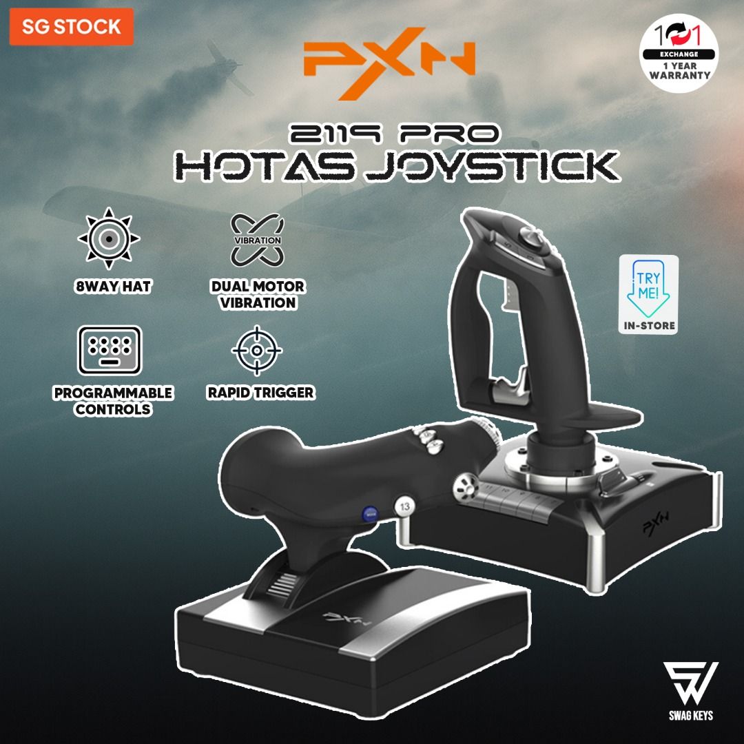 【SG】 PXN 2119 PRO HOTAS Joystick Flight Simulator Controller PC PS Xbox 8 Way Hat Rapid Trigger