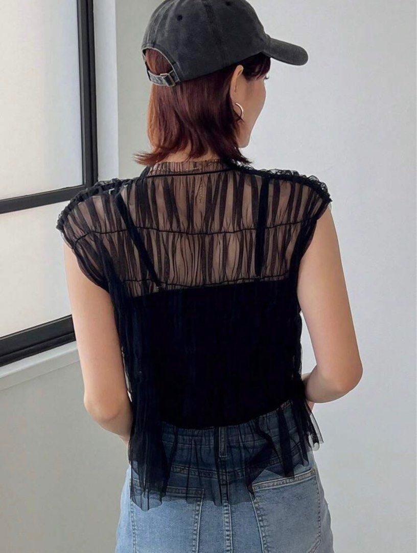 Sheer Mesh Top (Category: Blouses) located in Puerto Princesa. Submitted by rorysroomdeclutter (Listing ID 1393025651, Image 3). Description: Shein Friful Brand Brand new with tags Size Medium Shoulder 17.7 in Length 20.5 in Bust 33.9 Price nego Can do bundle pricing for multiple items.