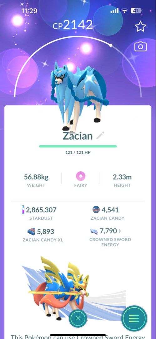 Shiny Zacian Pokemon Go (Category: In-Game Products) located in Pasig City. Submitted by poke_minascc (Listing ID 1393020857, Image 2). Description: Registered Trade: 20k stardust ₱300 Unregistered Trade: Ultra Friends (30 days) ₱450 Pm me for more details!.