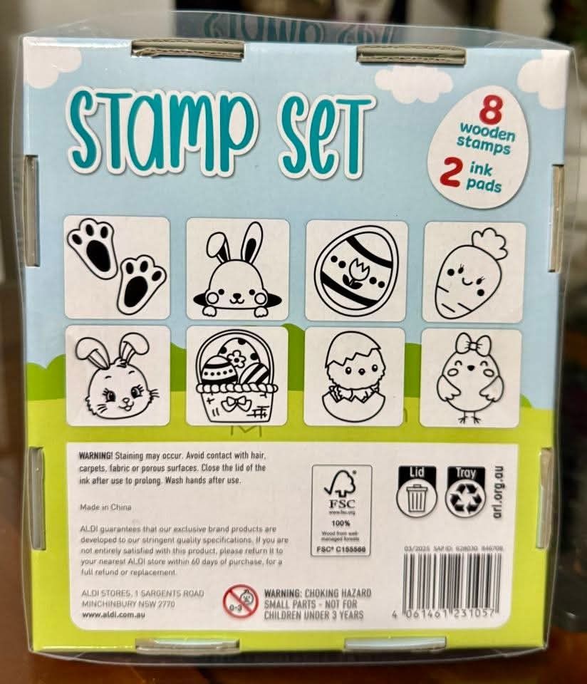 Stamp Set — 8 wooden, 2 ink pads (Category: Craft Supplies & Tools) located in Manila. Submitted by ormelynmal86309 (Listing ID 1392968665, Image 2). Description: Stamp Set — 8 wooden, 2 ink pads ₱200/set.
