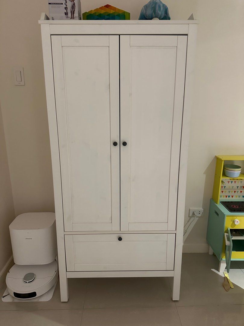 IKEA Wardrobe for Kids (Category: Kids Wardrobes & Storage) located in Valenzuela. Submitted by jaylight (Listing ID 1392884642, Image 2). Description: RFS: Decluttering Well used but still looks new SUNDVIK Wardrobe, white The style is timeless, the materials are durable and the details are made with care. The wardrobe is also deep enough for large hangers, so it can follow your child from the first onesie into adult fashions. Please refer to ik