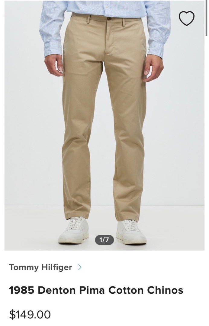 Tommy Hilfiger Chino size 33-34 (Category: Trousers) located in Manila. Submitted by findph09 (Listing ID 1393010328, Image 1). Description: Tommy Hilfiger Chino Beige color Waistline 33-34 fitting Length 38.5 Hem 8 Brandnew condition No flaws Price: 850+sf Lalamove & Jntexpress Courier 🚚.