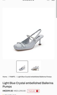 (原價$1390)STACCATO 淺藍色蝴蝶結水晶高踭鞋64195421767555110