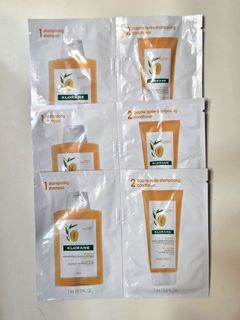 ［洗頭水及護髮素各3包，每包$3］Klorane 蔻羅蘭芒果洗頭水/洗髮露/護髮素 Shampoo/Conditioner with Mango Butter 7ml sample 試用裝/旅行裝64219887811074110