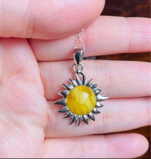 波羅的海白花蜜蠟太陽造型925銀吊墜（不含頸鏈）64203548262531110