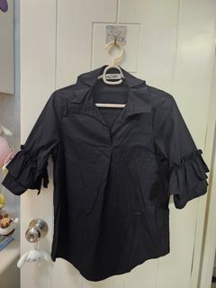 黑色荷葉袖襯衫64202274138371110