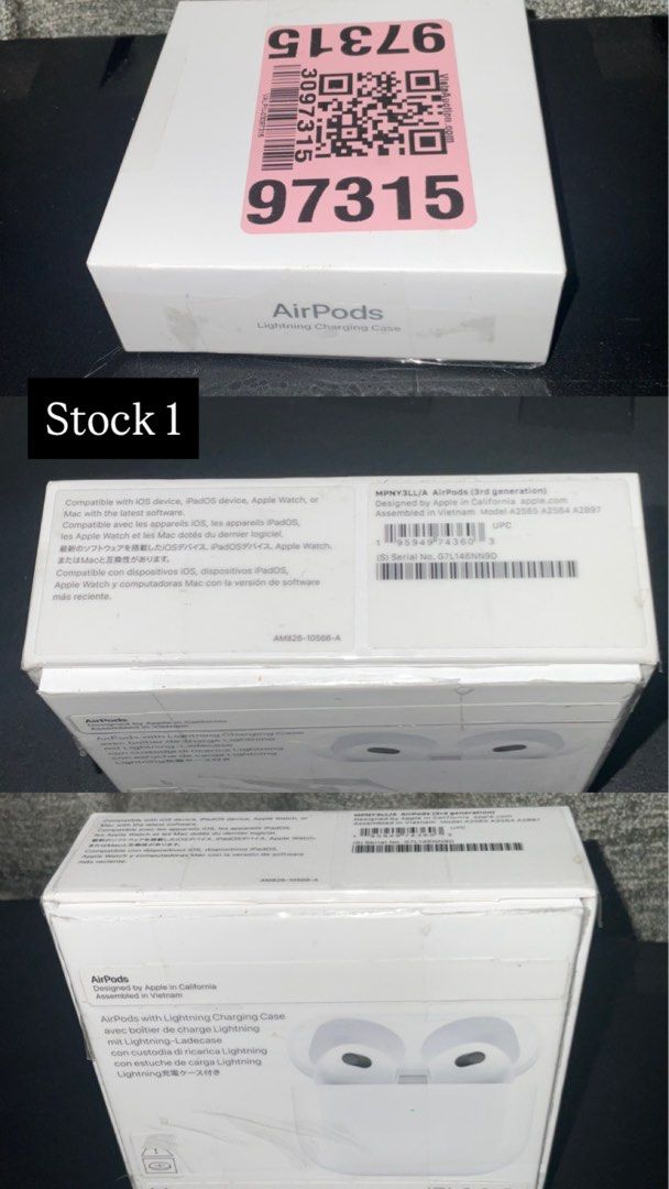 Airpods 3 (unsealed) (Category: Earphones) located in Manila. Submitted by 2025.gadgetspot (Listing ID 1393172849, Image 1). Description: orig price: 6,490 authentic from APPLE US. selling for different price, depends on the physical condition. - warranty not activated, warranty upon pairing. (if you have any concerns about the warranty after buying it, just send me a dm) STOCK 1 - 4,500 (fixed price) (honest issue) may dent siya sa right airpod,