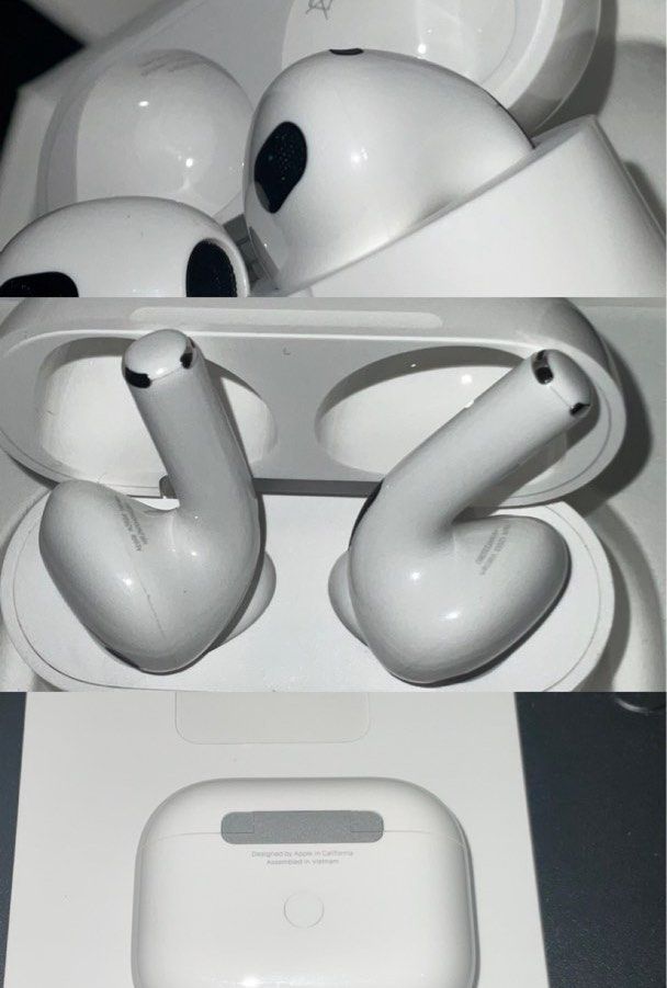 Airpods 3 (unsealed) (Category: Earphones) located in Manila. Submitted by 2025.gadgetspot (Listing ID 1393172849, Image 3). Description: orig price: 6,490 authentic from APPLE US. selling for different price, depends on the physical condition. - warranty not activated, warranty upon pairing. (if you have any concerns about the warranty after buying it, just send me a dm) STOCK 1 - 4,500 (fixed price) (honest issue) may dent siya sa right airpod,