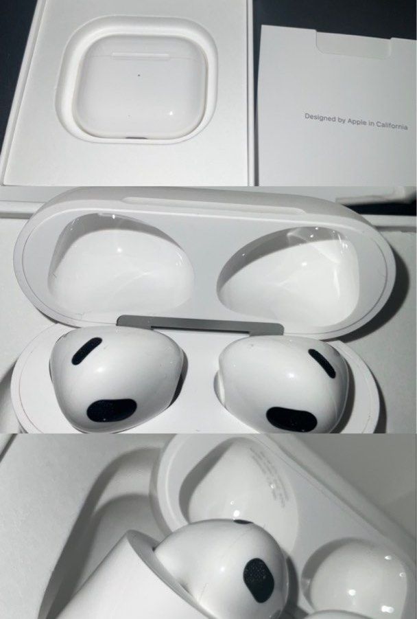 Airpods 3 (unsealed) (Category: Earphones) located in Manila. Submitted by 2025.gadgetspot (Listing ID 1393172849, Image 2). Description: orig price: 6,490 authentic from APPLE US. selling for different price, depends on the physical condition. - warranty not activated, warranty upon pairing. (if you have any concerns about the warranty after buying it, just send me a dm) STOCK 1 - 4,500 (fixed price) (honest issue) may dent siya sa right airpod,