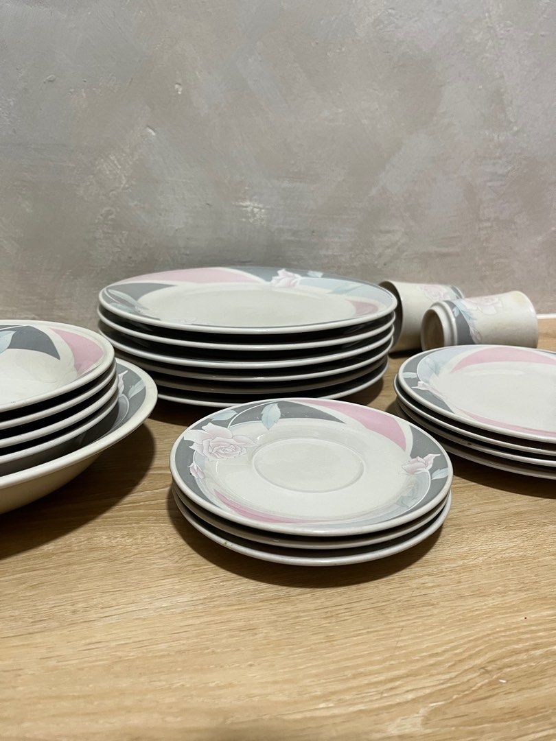 1988 China Pearl Stoneware (Category: Dinnerware & Cutlery) located in Cavite. Submitted by paula3 (Listing ID 1393247005, Image 3). Description: Offer your price Diashwasher and Microwave oven safe 6 dinner plates 1 bowl 4 soup bowls 4 small plates 3 cake plate 2 cups.