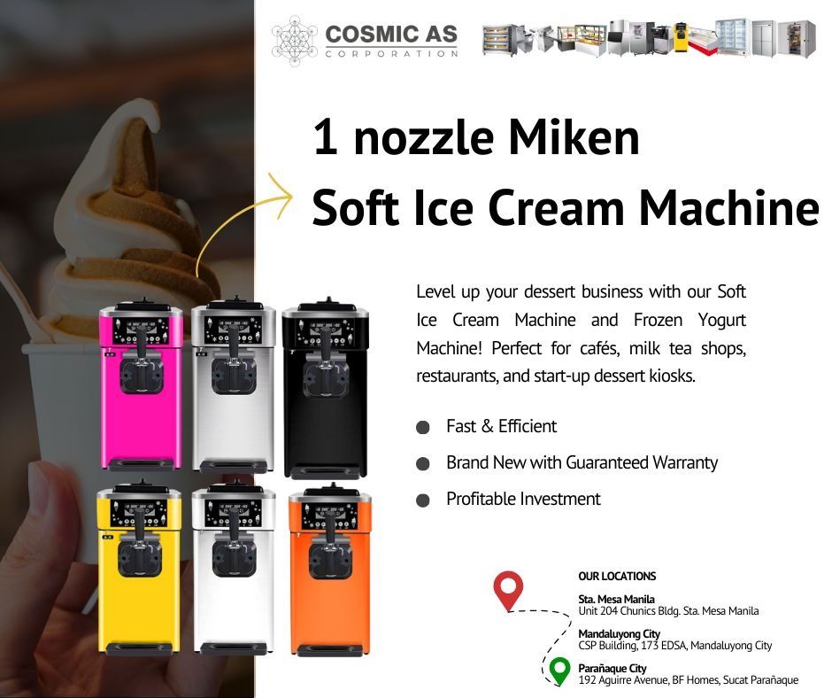 Commercial Yogurt/ Ice Cream Machine (Category: Ice-cream Makers) located in Manila. Submitted by cosmicmachineries (Listing ID 1393067734, Image 2). Description: 🥛✨ Fresh, Creamy, and Healthy Yogurt at Your Fingertips! ✨🥛 Turn your ideas into profit with our Commercial Yogurt Machine – built for consistency, quality, and speed. 💯 Perfect for cafés, milk tea shops, and dessert businesses! 🍨 ✅ Easy to operate ✅ Durable & reliable ✅ Consistent 
