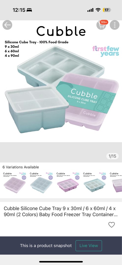 Cubble Silicone Cube Tray - 9 x 30ml / 6 x 60ml / 4 x 90ml, Babies ...