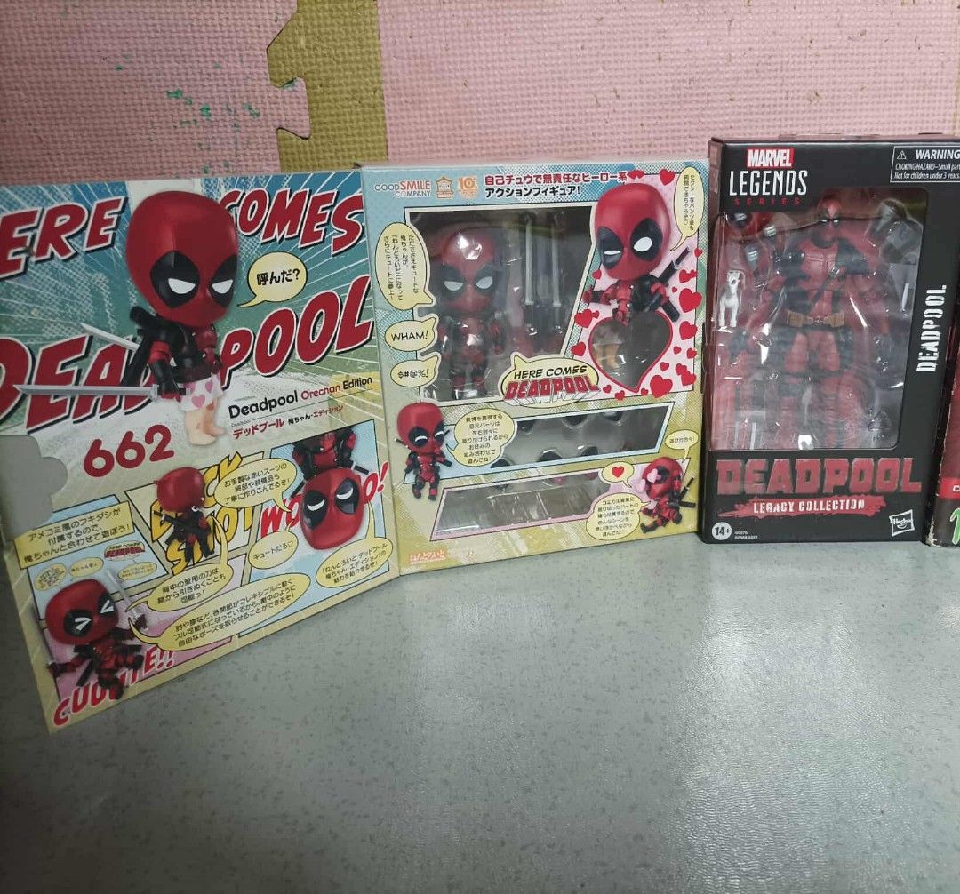 Deadpool set (Category: Figurines & Statues) located in Calasiao. Submitted by splapukick (Listing ID 1393144898, Image 1). Description: For sale as set 3k Deadpool nendoroid MIB Deadpool marvel legends MISB Payment via gcash Shipping to be shouldered by buyer Item location: Calasiao, Pangasinan.