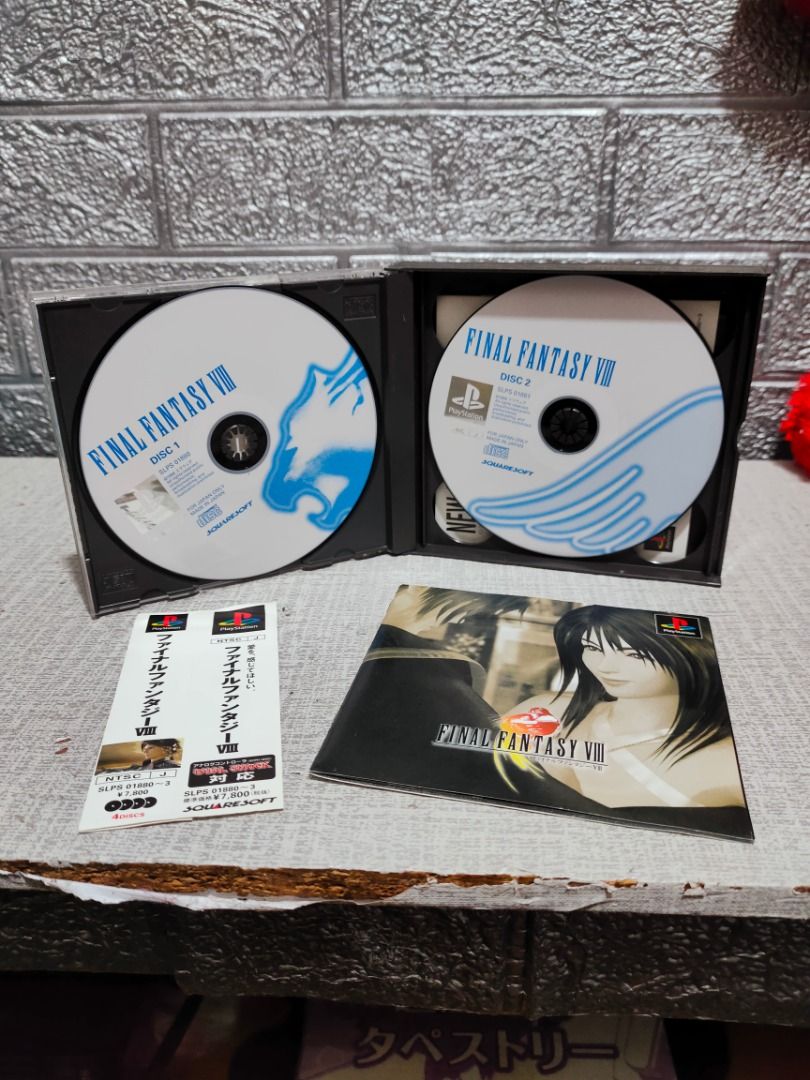 FINAL FANTASY VIII PS1 JAPAN (Category: PlayStation) located in Santa Rosa. Submitted by tristanmunoz (Listing ID 1393064606, Image 2). Description: FOR SALE!!! Php 1,000 FINAL FANTASY VIII PS1 JAPAN SQUARESOFT NTSC-J 4 DISCS CIB 100% Authentic Tested working condition RARE, COLLECTORS ITEM. HARD TO FIND Can do video calls Warranty: 24 hours testing warranty, will do change/return if item are proven damaged (will be void if defect is caused by ac