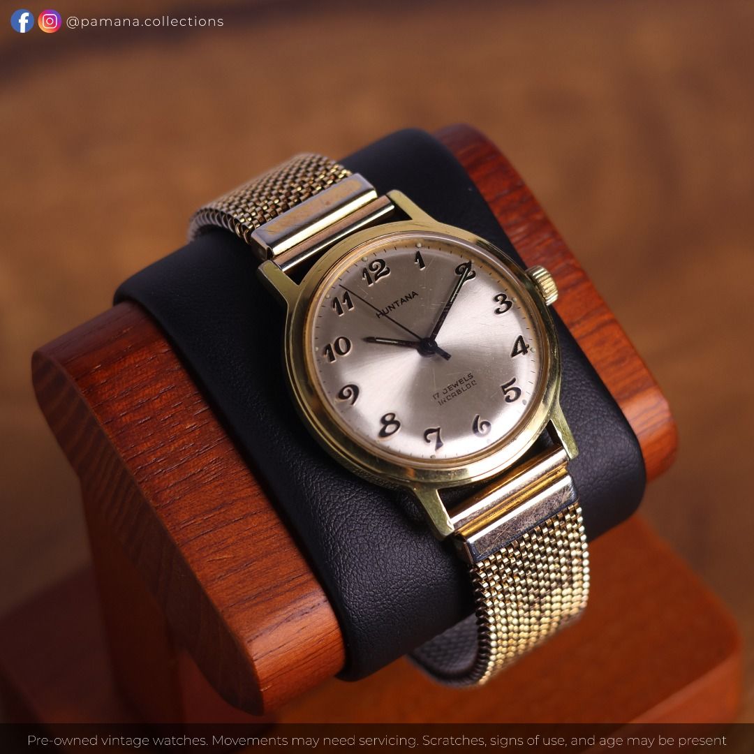 Montre Mécanique Vintage Femme Huntana - 17 Bijoux Incabloc - Fonctionne - Occasion
