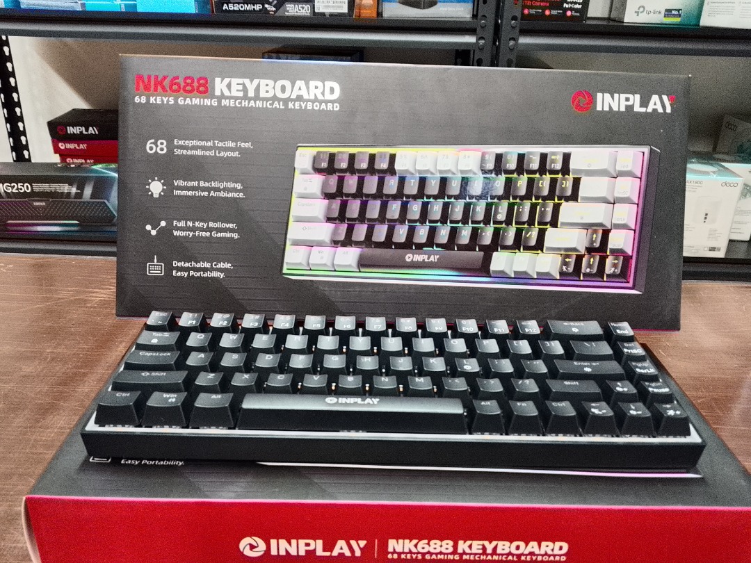 Inplay NK688 Black 68 Key RGB Wired Mechanical Keyboard Blue Switch ...