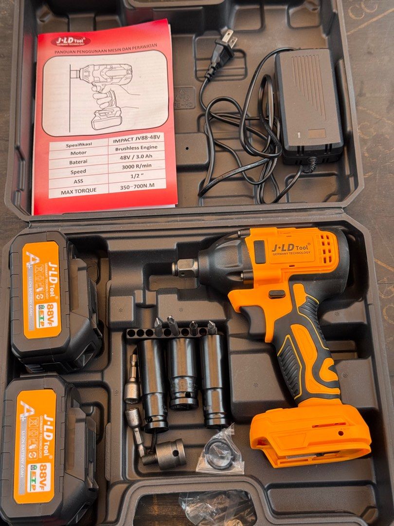 JLD Germany 48v Cordless Impact Wrench Brushless (Category: Construction Tools & Equipment) located in Caloocan City. Submitted by saminindustrial (Listing ID 1393178994, Image 2). Description: JLD Germany 48v Cordless Impact Wrench Brushless Complete with tools and accessories .