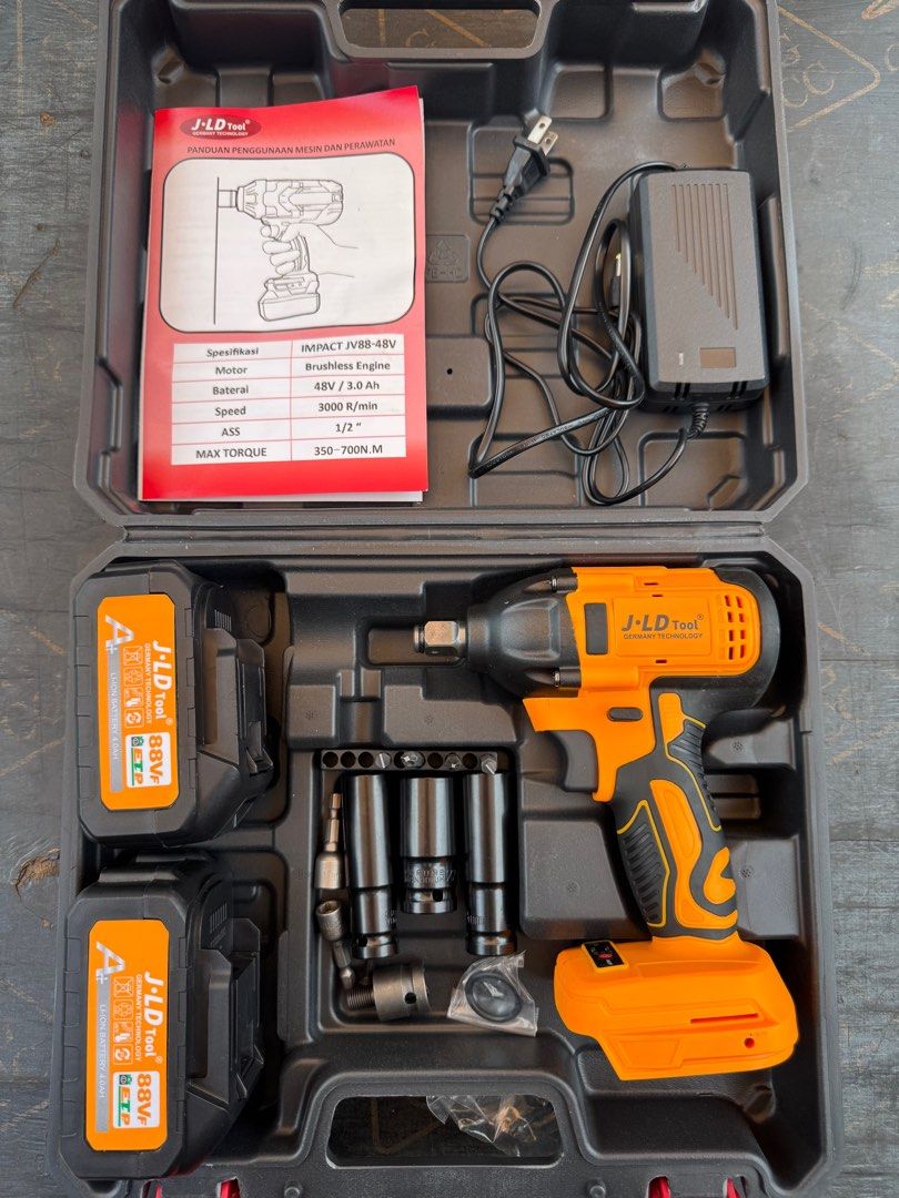 JLD Germany 48v Cordless Impact Wrench Brushless (Category: Construction Tools & Equipment) located in Caloocan City. Submitted by saminindustrial (Listing ID 1393178994, Image 1). Description: JLD Germany 48v Cordless Impact Wrench Brushless Complete with tools and accessories .