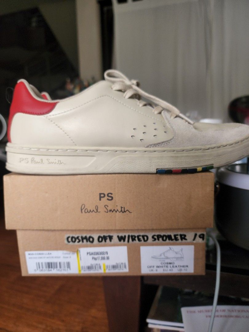 Paul Smith Cosmo Off White Sneakers UK9 US10 (Category: Sneakers) located in Manila. Submitted by antalf (Listing ID 1393152986, Image 1). Description: Paul Smith Off White Cosmo Leather sneakers UK9 US10 bought for php17,550 muntinlupa location.